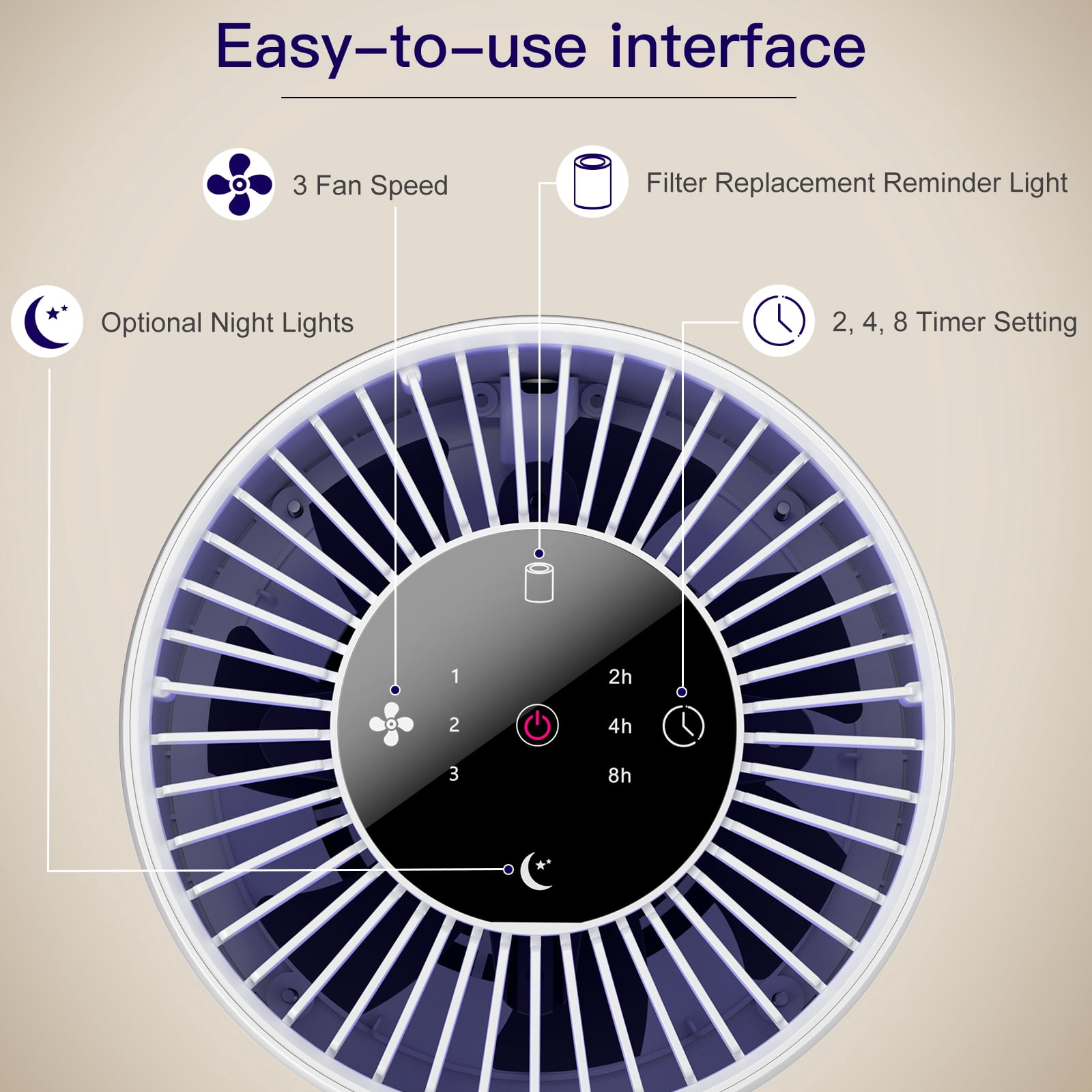 Aircillin AP070A Air Purifier 2-Pack for Room up to 765 Sq Ft with HEPA Filter, White