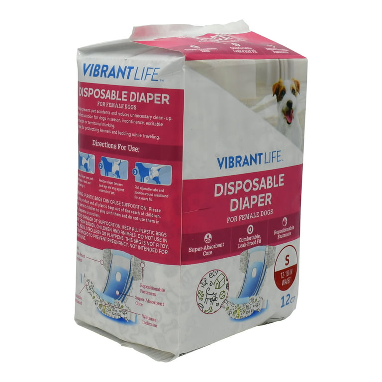 Vibrant Life Disposable Diapers for Female Dogs - Small 