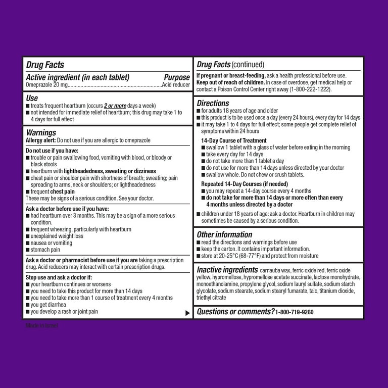 Equate Omeprazole Delayed Release Tablets 20 mg, Acid Reducer, Frequent Heartburn, 42 Count