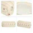 thumbnail image 3 of 1 Pc Bolsa de Maquillaje Pequeña Acolchada de Rayas para Mujeres, Duradera, para Vacaciones y Viajes, Rojo Beige, Algodón, 3 of 3