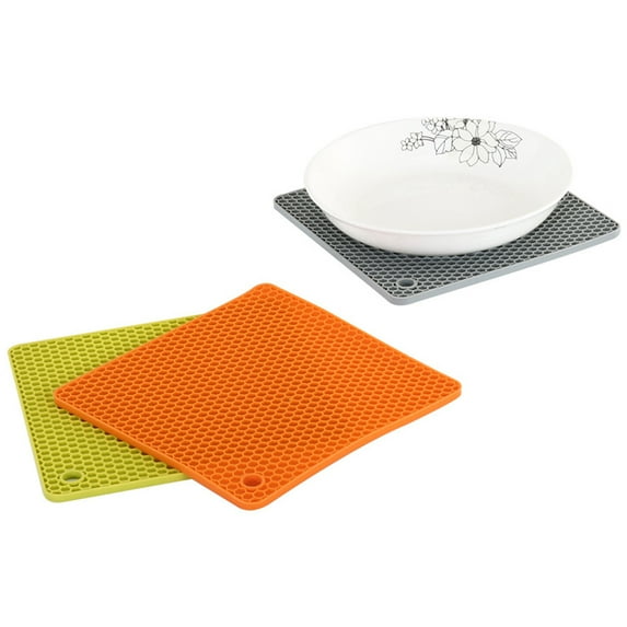 Cheers.US Square Honeycomb Silicone Pot Mat for Countertop Trivet Pads Heat Resistant Table Placemats