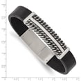 thumbnail image 4 of Chisel Stainless Steel Antiqued and Polished Black Leather with .5 inch extension Bracelet - 8", 4 of 6