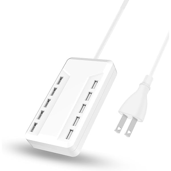wonima44 USB Charging Station:10-Port Charger Station Hub, USB Wall Charger has Fast Charging auto-Detection Technology Safety Guarantee for Cell Phones, Tablets, laptops and Other Electronic Products