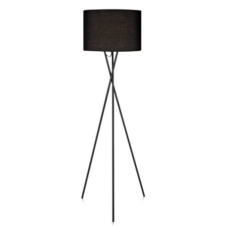Cara Tripod Floor Lamp With Black Shade, Floor Lamp With Black Shade