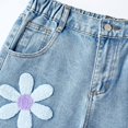 thumbnail image 2 of Girls' Wide Leg Jeans Flower Appliqued Trendy High Waisted Denim Long Pants with Pockets Casual Y2k Trouser (11-12 Years, Light Blue), 2 of 6