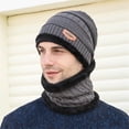 thumbnail image 2 of Men‘S Winter Hat Cap Collar Set Plus Velvet Thick Knit Hat And Muffler, 2 of 5