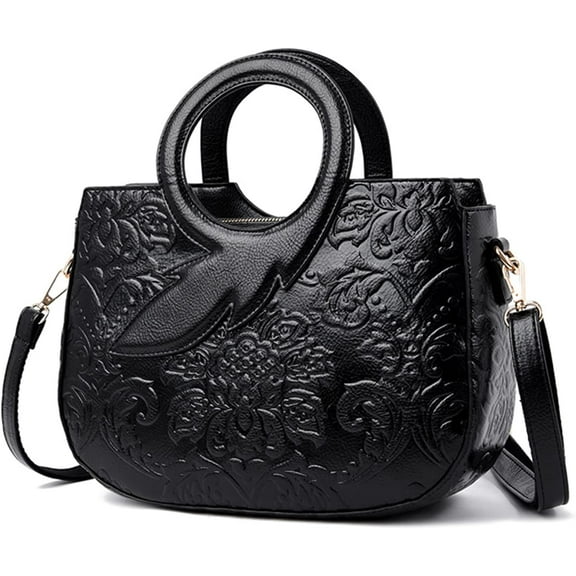 PU Leather Crossbody Shoulder Bags for Women Medium Designer Embossing Purse Top Handle Large Capacity Satchel Handbag