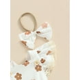 thumbnail image 5 of Coduop Baby Girls Bodysuit Set,Flower Print Fly Sleeve Lace Patchwork Rompers,with Hairband, 5 of 8