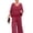 Rose Red, variant on Women's Casual Two Piece Chiffon Outfit Summer V-neck Short Sleeve Top Wide Leg Pants Set Loose Loungewear Suit