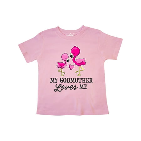 

Inktastic My Godmother Loves me with Two Flamingos Gift Toddler Boy or Toddler Girl T-Shirt