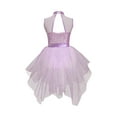 thumbnail image 2 of YiZYiF Kids Girls Asymmetrical Shiny Leotard Dancewear Sleeveless Sequins Tutu Figure Skating Ballet Leotard Dress A Pink 8, 2 of 5