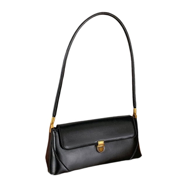 Bolso de mano de piel sintética para mujer, tipo sobre, con asa superior, ideal para ir al trabajo. Negro