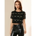 thumbnail image 4 of Camiseta con borlas y lentejuelas Allegra K para mujer Negro L, 4 of 6