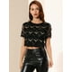 thumbnail image 4 of Camiseta con borlas y lentejuelas Allegra K para mujer Negro L, 4 of 6