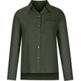 thumbnail image 3 of Aricy Women Button Down Shirts Dressy Casual Tops Business Work Blouses Gauze Cotton Linen Long Sleeve Shirts V Neck Loose Blouse Plus Size Elegant Tunic Top, 3 of 4