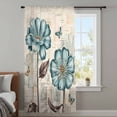 thumbnail image 3 of Blue Tulip Semi Sheer Curtains Drapes for Living Room,Bedroom,French Doors Window 84 Inches Long,Vintage Flowers Leaves Butterfly Botanical Rod Pocket Chiffon Curtain Drapery Voile Draperies Panel, 3 of 8