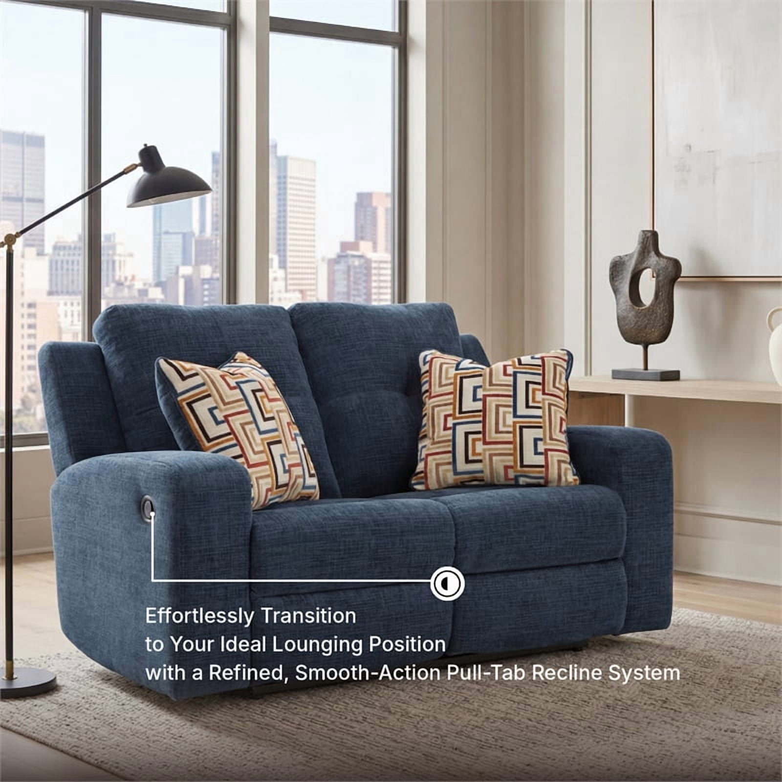 Signature Design by Ashley Danum Blue Reclining Loveseat