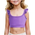 thumbnail image 3 of lcziwo Girls Training Bras Kids Cute Ruffle Sports Bra Summer Sleeveless Crewneck Dance Crop Tops Comfort Yoga Workout Tanks Purple 110 Ofertas en Walmart, 3 of 9