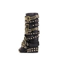 thumbnail image 3 of Jeffrey Campbell Draco-Stud Black Gold Pointy Toe Embellished Moto Leather Boots (Black Gold, 9), 3 of 3