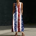 thumbnail image 5 of QUNYINEY Summer Sundresses for Women Sleeveless Cotton Linen Long Independence Day Tank Dress Loose Fit Casual Patriotic V-Neck Dresses, 5 of 8