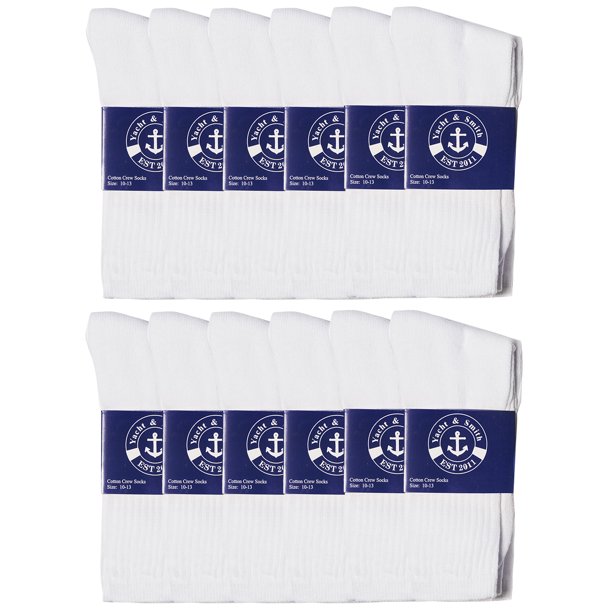 12 Pairs of Mens Value Mens Bulk Lightweight Cotton Crew Socks