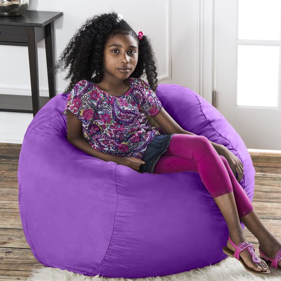 Jaxx Saxx 3 Foot Round Bean Bag w/ Removable Cover, Grape