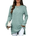 thumbnail image 3 of UVN Sweatshirts for Women Crewneck Long Sleeve Shirts Dressy Heart Patchwork Side Split Tops, 3 of 8