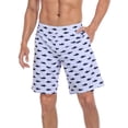 thumbnail image 4 of LRD Men's Swim Trunks with Compression Liner 9 Inch Inseam Board Short Shark Stripe / Navy L, 4 of 6
