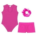 thumbnail image 4 of Alvivi Girls Dance Unitards Biketards Gymnastics Leotard with Shorts Hair Scrunchie Tumbling Outfits Hot Pink 10, 4 of 5