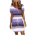 thumbnail image 2 of Women's Solid Color Short Sleeve Crew Neck Midi Dress for Casual Wear and Summer Outings, 2 of 6