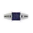 thumbnail image 2 of 2.44ct princess cut blue sapphire 14k white gold Bridal Wedding Engagement Promise Anniversary Ring for Women size 5, 2 of 7