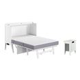 thumbnail image 1 of Home Square Ensemble de 2 Lits Escamotables Blancs Format Double avec Matelas et Table d'Appoint, 1 of 21