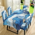 thumbnail image 2 of Xoenoiee Blue Marble Print Tablecloth Chair Cover Set, Washable Table Cloth with Parsons Chair Slipcovers Protective Set of 4 for Home Restaurant Banquet (5 PCS), 2 of 6