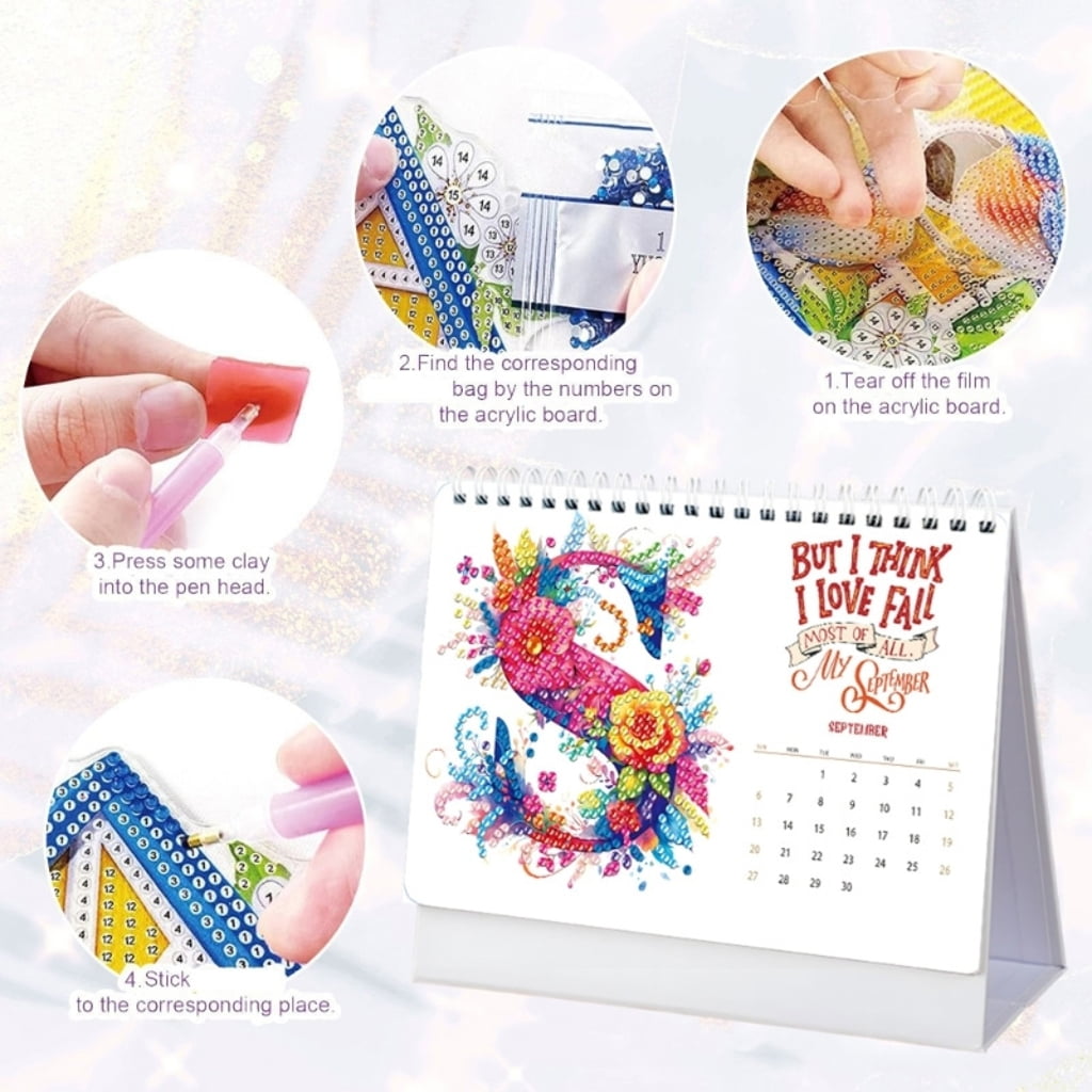 2026 Art Desk Calendar Set from 01/2026 to 12/2026 For Beginner Crafting Project