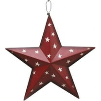Patriotic Metal Barn Star Wall Decor, 12’’ Hanging Country Rustic Metal Star for July 4th Decoration (Red)