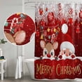 thumbnail image 4 of Red Merry Christmas Shower Curtain Set with Hooks, Peeking Santa Claus Deer Xmas Balls Waterproof Fabric Bathroom Curtains Decor Home Accessories,Stall 36 X 72 Inch, 4 of 9