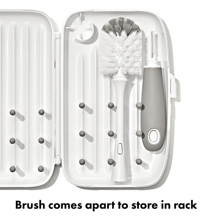 OXO Drying Rack with Bottle Brush Gray Compact Portable for
