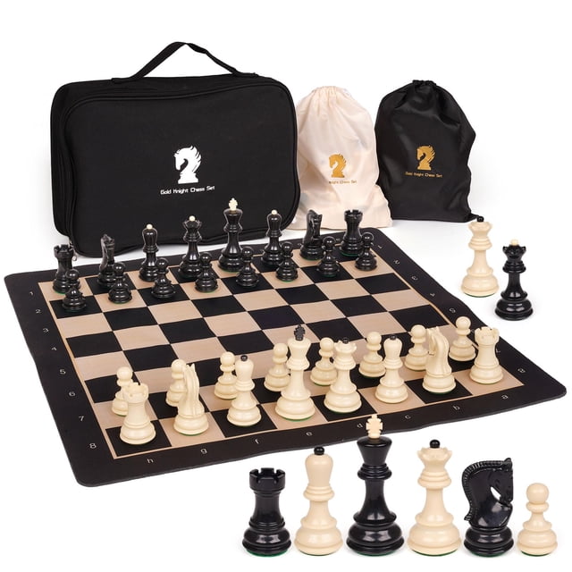 Juego de ajedrez Agirlgle Tournament de 20 pulgadas con tablero de silicona y bolsa