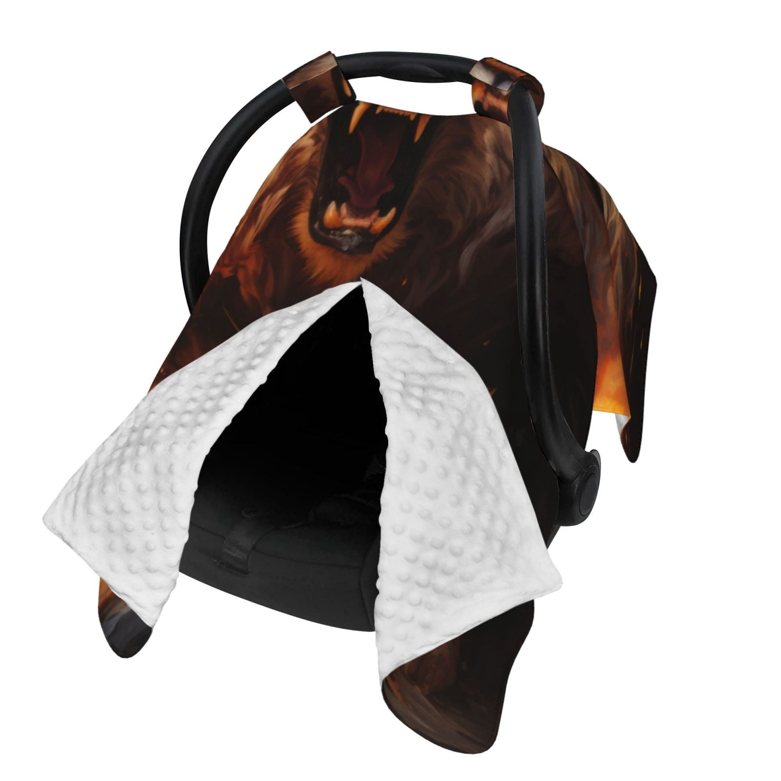 Naloa Cool Fire Lion Baby Car Seat Cover, Breathable Baby Carrier Cover, Multiuse Baby Carrier Cover & Nursing Breastfeeding Cover