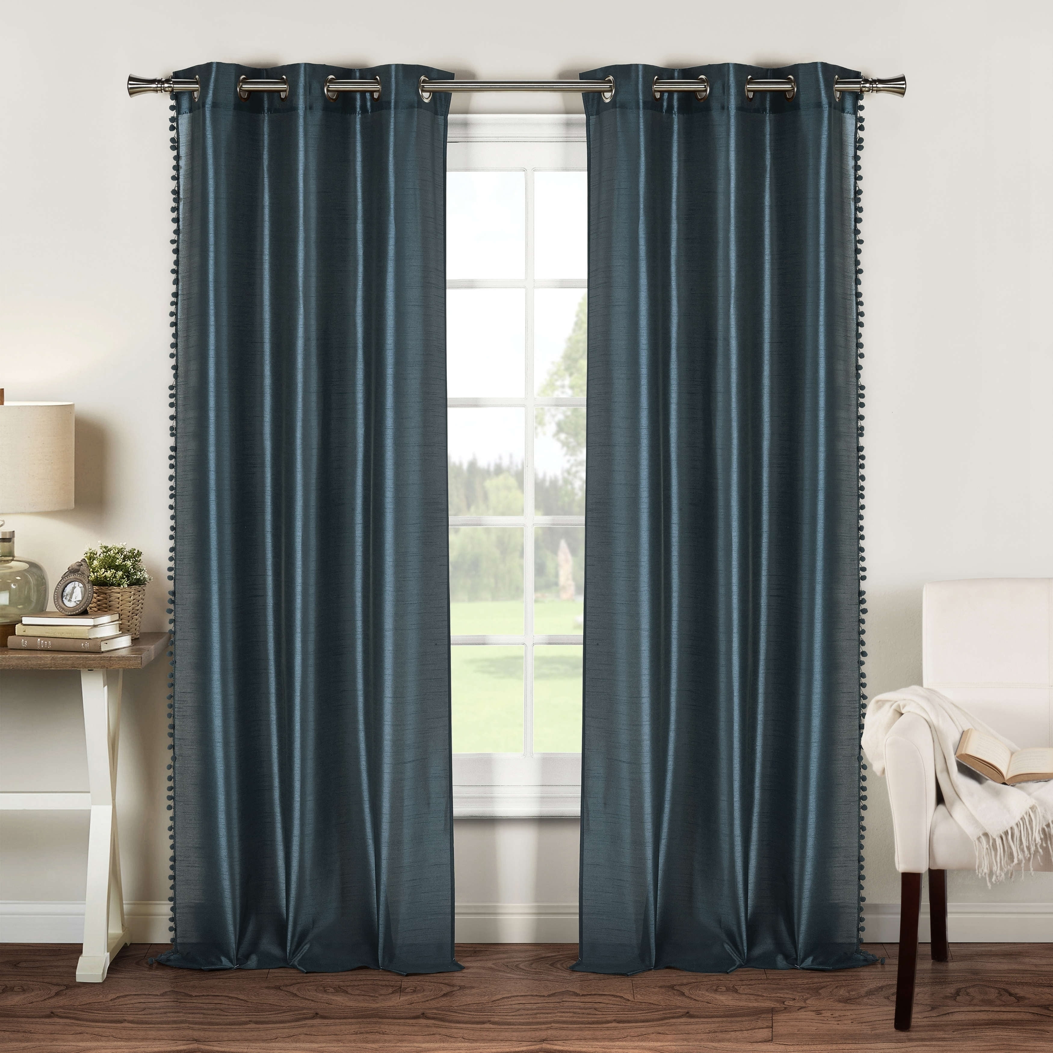 Bali Faux Silk Grommet Window Curtain Set