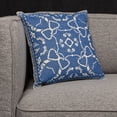 thumbnail image 3 of Creative Co-Op Cotton Pillow with Embroidered Design and Chambray Back, Blue and Natural, 3 of 3