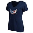 thumbnail image 2 of Women's Navy Washington Capitals Banner Wave Logo V-Neck T-Shirt T-Shirt, 2 of 3