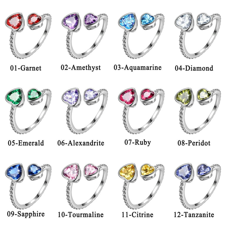 Juwaliy August Birthstone Ring, Peridot Green Zirconia, 925