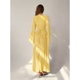 thumbnail image 5 of Light Yellow Womens Off-Shoulder Flare Sleeve Ruffle Peplum Waist Maxi Dress, 5 of 8