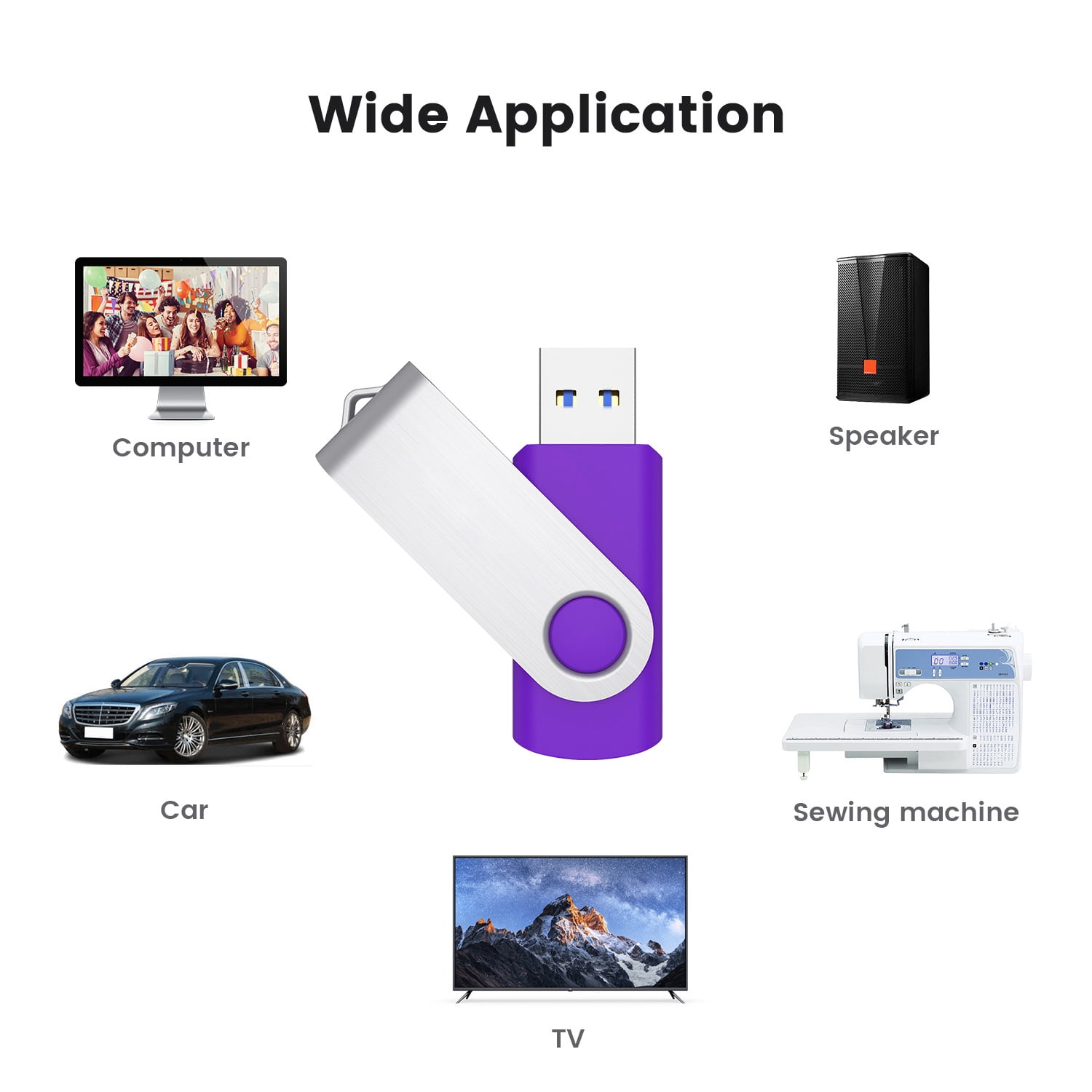 TOPESEL 5 Pack 32GB Flash Drive USB 2.0 Thumb Drive Swivel U Disk Memory Stick