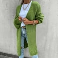 thumbnail image 3 of Tawop Women's Cardigans Long Cardigans for Women Autumn Solid Colour Cardigan Long Sleeve Knitted Mid-Length Sweater Green Xl, 3 of 6