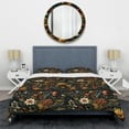 thumbnail image 3 of Designart "Dark Floral Eclectic Display" Yellow Eclectic Bedding Covert Set - Bohemian & Eclectic Bed Set With 2 Shams, 3 of 5