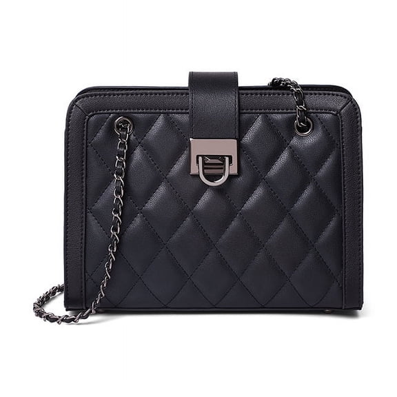 Cowhide Leather Women Quilted Tote Bag, Crossbody Shoulder Bag, Chain Bag, Diamond Texture
