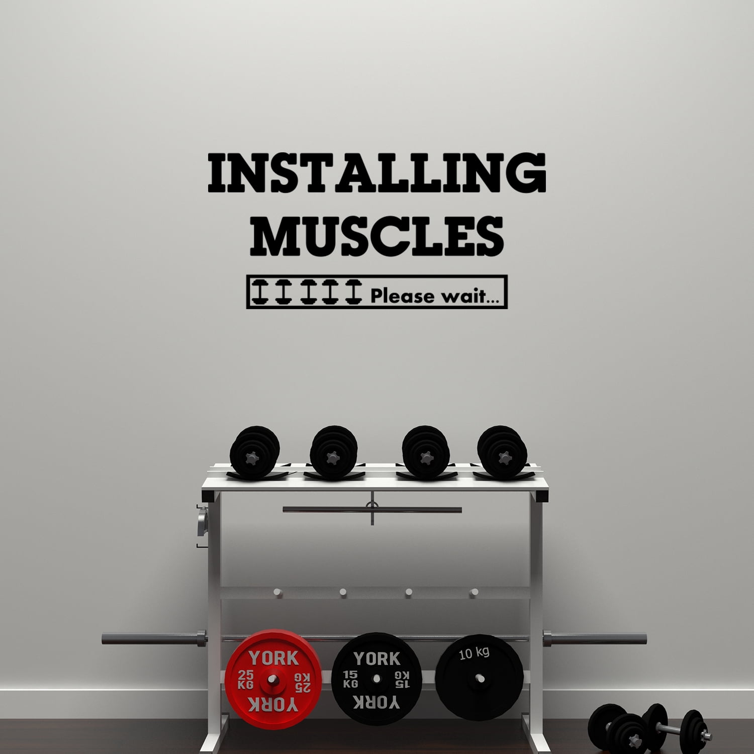 Installing Muscles Please Wait Gym Stickers Motivational Quotes Gym