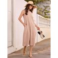 thumbnail image 4 of Summer Dresses for Women Casual Maxi Dress Vacation Long Sundresses Plaid Striped with Pockets Camel Checkered XL, 4 of 9